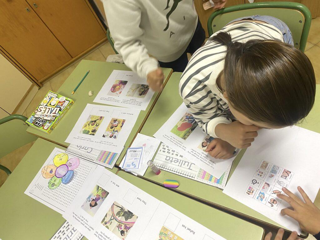Students doing reading activity